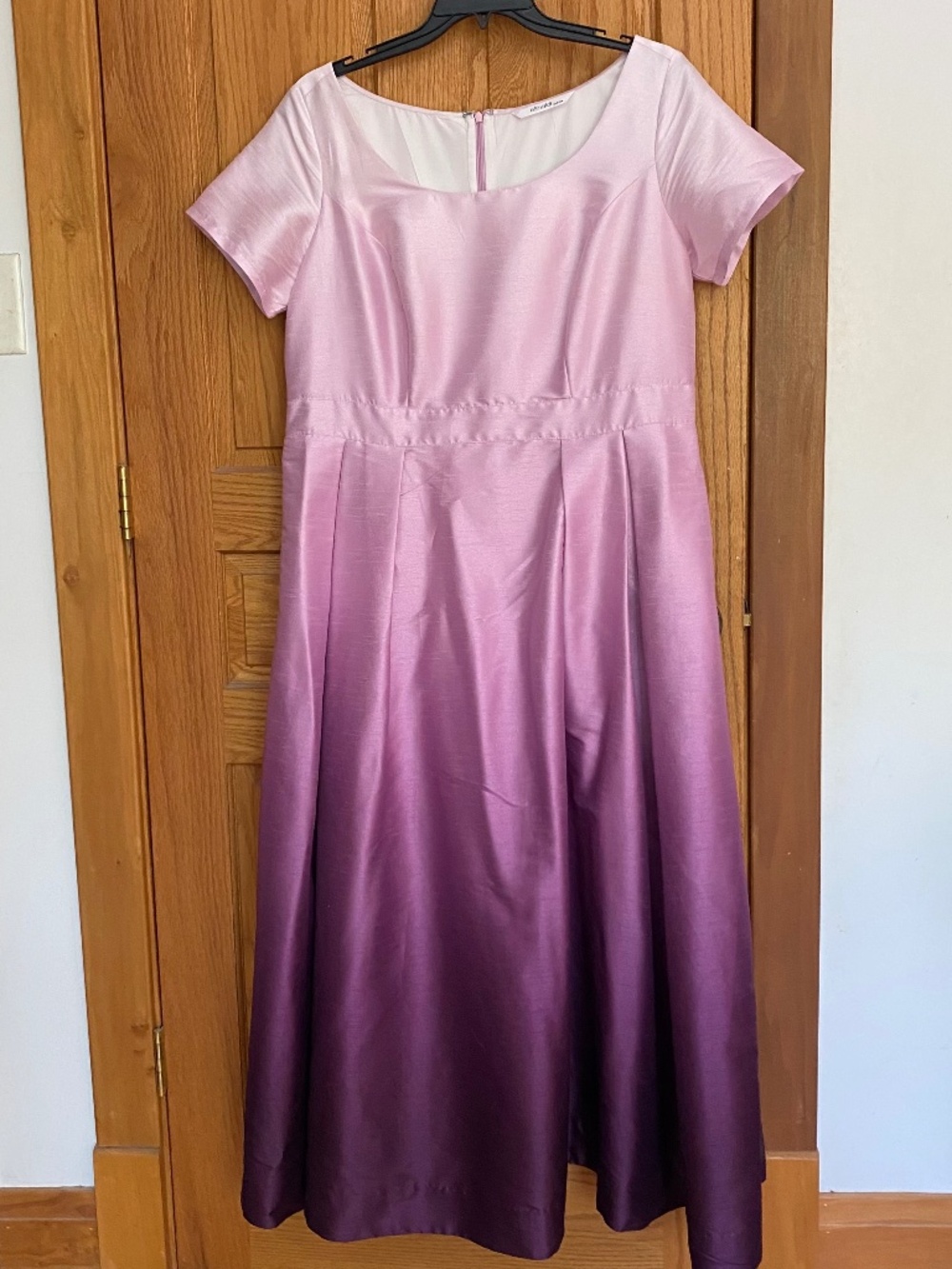 eShakti Size 18 Pink & Plum Ombre Dupioni Machine Washable Evening Gown